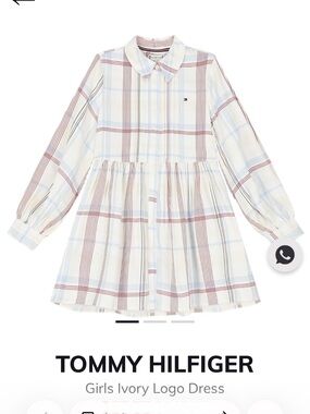 Tommy Hilfiger girls Ivory Plaid Button‑Front Dress